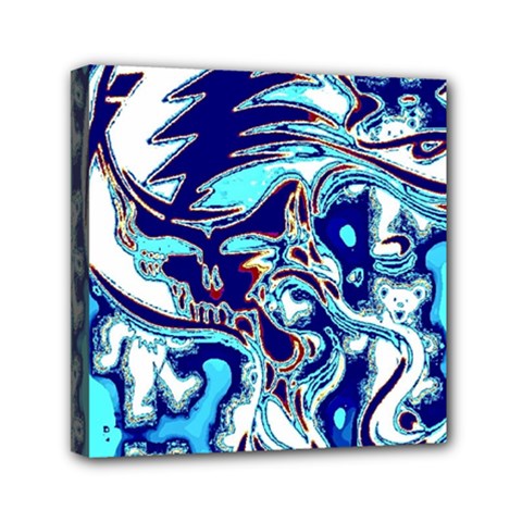 Trippy Dippy Bears Blue Dancing Greatful Dead Skull Steal Your Face Mini Canvas 6  X 6  (stretched) by Salmanaz77