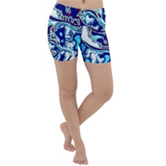 Trippy Dippy Bears Blue Dancing Greatful Dead Skull Steal Your Face Lightweight Velour Yoga Shorts by Salmanaz77