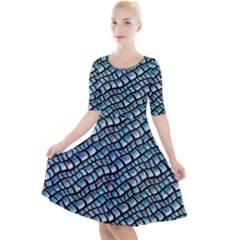Turquoise Snake  Quarter Sleeve A-line Dress With Pockets by DinkovaArt