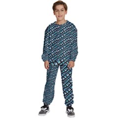 Turquoise Snake  Kids  Sweatshirt Set by DinkovaArt