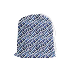 Blue Snake Drawstring Pouch (large) by DinkovaArt
