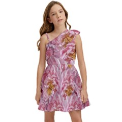 Peonies Nature Bloom Blossom Pink Kids  One Shoulder Party Dress by Tsamara
