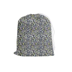 Green Leaves Drawstring Pouch (large) by DinkovaArt