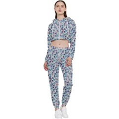 Blue Leaves (2) Cropped Zip Up Lounge Set by DinkovaArt