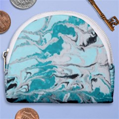 Fluid Turquoise Horseshoe Style Canvas Pouch by DinkovaArt