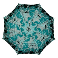 Fluid Turquoise Automatic Folding Umbrella With Case (medium) by DinkovaArt