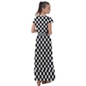 Pattern Checkered Squares Black White Pattern Flutter Sleeve Maxi Dress View2