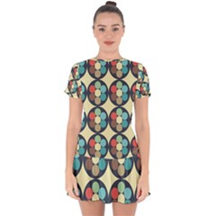 Circles Round Pattern Sphere Ball Drop Hem Mini Chiffon Dress by Sabxi