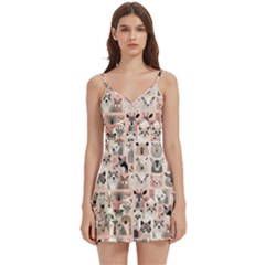 Happy Animals Body Wrap Sleeveless V-neck Mini Dress by DinkovaArt