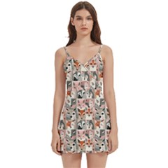 Foxs Body Wrap Sleeveless V-neck Mini Dress by DinkovaArt