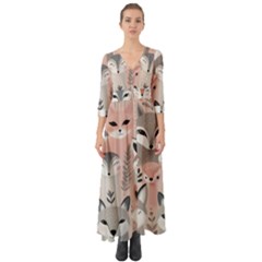Fox Button Up Boho Maxi Dress by DinkovaArt