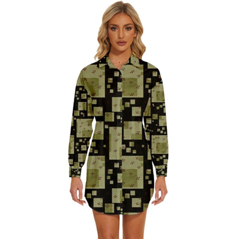 Background Graphic Wallpaper Decor Backdrop Design Womens Long Sleeve Shirt Dress by Ket1n9