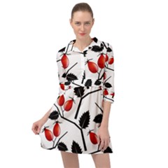 Rose Hip Pattern Branches Autumn Mini Skater Shirt Dress by Hannah976