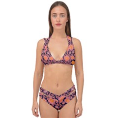 Mid Century Retro Floral 1970s 1960s Pattern 74 Double Strap Halter Bikini Set by violetheavensky