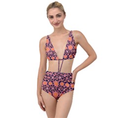 Mid Century Retro Floral 1970s 1960s Pattern 74 Tied Up Two Piece Swimsuit by violetheavensky