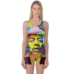 Psychedelic Rock Jimi Hendri One Piece Boyleg Swimsuit by Tsamara