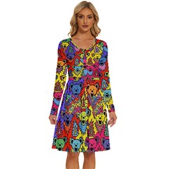 Grateful Dead Jam Bears Long Sleeve Dress With Pocket by Tsamara