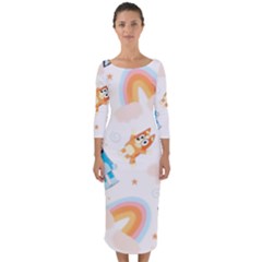 Bluey Quarter Sleeve Midi Bodycon Dress by avitendut