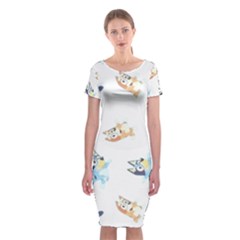 Bluey, Bluey Merch, Bluey Pattern, Bluey Bluey, Bingo, Bluey Design, Bluey Dog Classic Short Sleeve Midi Dress by avitendut