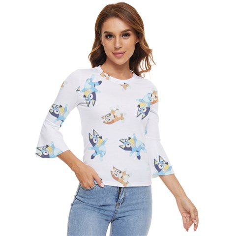 Bluey, Bluey Merch, Bluey Pattern, Bluey Bluey, Bingo, Bluey Design, Bluey Dog Bell Sleeve Top by avitendut