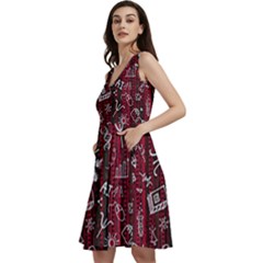 Abstract Pattern Background Sleeveless V-neck Skater Dress With Pockets by Tsamara