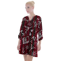 Abstract Pattern Background Open Neck Shift Dress by Tsamara