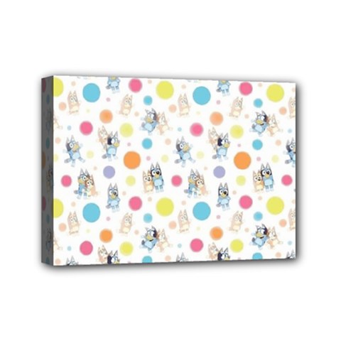 Bluey, Bluey Merch, Bluey Pattern, Bluey Bluey, Bingo, Bluey Design, Bluey Dog Mini Canvas 7  X 5  (stretched) by avitendut