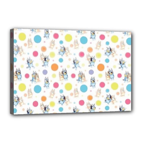Bluey, Bluey Merch, Bluey Pattern, Bluey Bluey, Bingo, Bluey Design, Bluey Dog Canvas 18  X 12  (stretched) by avitendut