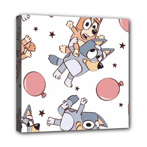Bluey, Bluey Merch, Bluey Pattern, Bluey Bluey, Bingo, Bluey Design, Bluey Dog Mini Canvas 8  X 8  (stretched) by avitendut