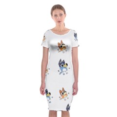 Bluey, Bluey Merch, Bluey Pattern, Bluey Bluey, Bingo, Bluey Design, Bluey Dog Classic Short Sleeve Midi Dress by avitendut