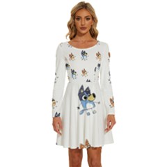 Bluey, Bluey Merch, Bluey Pattern, Bluey Bluey, Bingo, Bluey Design, Bluey Dog Long Sleeve Wide Neck Velvet Dress by avitendut