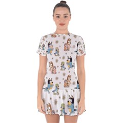 Bluey, Bluey Merch, Bluey Pattern, Bluey Bluey, Bingo, Bluey Design, Bluey Dog Drop Hem Mini Chiffon Dress by avitendut