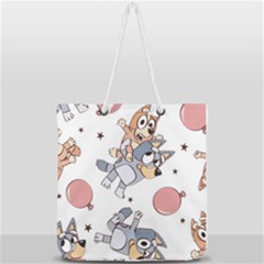 Bluey, Bluey Merch, Bluey Pattern, Bluey Bluey, Bingo, Bluey Design, Bluey Dog Full Print Rope Handle Tote (large) by avitendut