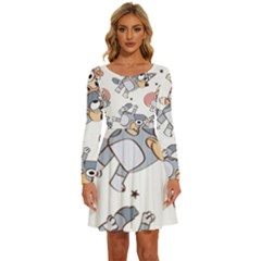 Bluey, Bluey Merch, Bluey Pattern, Bluey Bluey, Bingo, Bluey Design, Bluey Dog Long Sleeve Wide Neck Velvet Dress by avitendut