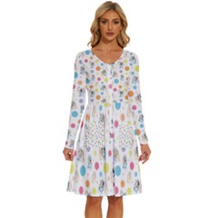 Bluey, Bluey Merch, Bluey Pattern, Bluey Bluey, Bingo, Bluey Design, Bluey Dog Long Sleeve Dress With Pocket by avitendut