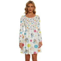 Bluey, Bluey Merch, Bluey Pattern, Bluey Bluey, Bingo, Bluey Design, Bluey Dog Long Sleeve Wide Neck Velvet Dress by avitendut