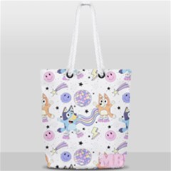 Bluey, Bluey Merch, Bluey Pattern, Bluey Bluey, Bingo, Bluey Design, Bluey Dog Full Print Rope Handle Tote (small) by avitendut