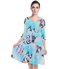Bluey, Bluey Merch, Bluey Pattern, Bluey Bluey, Bingo, Bluey Design, Bluey Dog Quarter Sleeve Waist Band Dress by avitendut