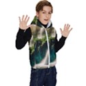 Waterfall Rocks Jungle Forest Kids  Stylish Hooded Puffer Vest View3