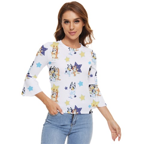 Bluey, Bluey Merch, Bluey Pattern, Bluey Bluey, Bingo, Bluey Design, Bluey Dog Bell Sleeve Top by avitendut