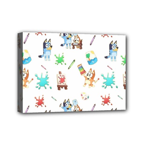 Bluey, Bluey Merch, Bluey Pattern, Bluey Bluey, Bingo, Bluey Design, Bluey Dog Mini Canvas 7  X 5  (stretched) by avitendut