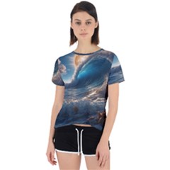 Ocean Sea Waves Open Back Sport T-shirt by Anend