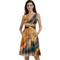 Nature Storm Painting Sleeveless V-Neck Skater Dress with Pockets View1