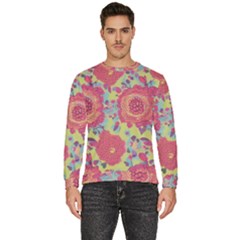 Mid Century Retro Floral 1970s 1960s Pattern 82 Men s Fleece Sweatshirt by violetheavensky