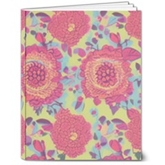 Mid Century Retro Floral 1970s 1960s Pattern 82 7  X 9  Softcover Notebook by violetheavensky
