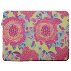 Mid Century Retro Floral 1970s 1960s Pattern 82 17  Vertical Laptop Sleeve Case With Pocket by violetheavensky