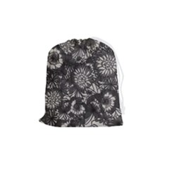 Mid Century Retro Floral 1970s 1960s Pattern 71 Drawstring Pouch (medium) by violetheavensky