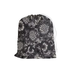 Mid Century Retro Floral 1970s 1960s Pattern 71 Drawstring Pouch (large) by violetheavensky