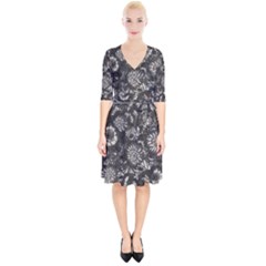 Mid Century Retro Floral 1970s 1960s Pattern 71 Wrap Up Cocktail Dress by violetheavensky