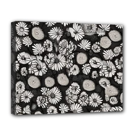 Mid Century Retro Floral 1970s 1960s Pattern 86 Deluxe Canvas 20  X 16  (stretched) by violetheavensky